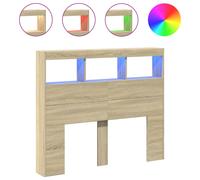 vidaXL Headboard Cabinet with LED Bedroom Bed Header Sonoma Oak 120x17x102 cm