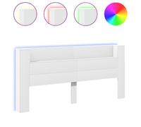 vidaXL Headboard Cabinet with LED White 220x16.5x103.5 cm (839273), White