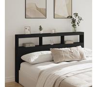 vidaXL Headboard Cabinet with LED Bed Backboard Headboard Black 180x17x102 cm