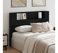 vidaXL Headboard Cabinet with LED Black Oak 140 x 16.5 x 103.5 cm