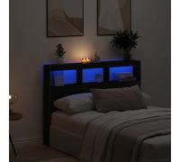 vidaXL Headboard Cabinet with LED Black Oak 140x17x102 cm