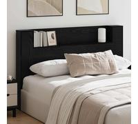 vidaXL Headboard Cabinet with LED Black Oak 160 x 16.5 x 103.5 cm