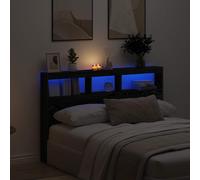 vidaXL Headboard Cabinet with LED Black Oak 160x17x102 cm