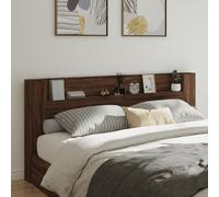 vidaXL Headboard Cabinet with LED Bed Headboard Brown Oak 220x16.5x103.5 cm