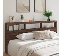 vidaXL Headboard Cabinet with LED Brown Oak 220x17x102 cm