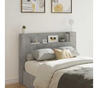 vidaXL Headboard Cabinet with LED Concrete 140 x 16.5 x 103.5 cm