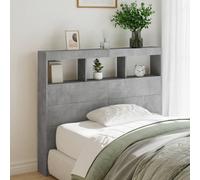 vidaXL Headboard Cabinet with LED Bed Headboard Concrete Grey 120x17x102 cm