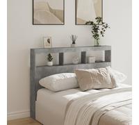 vidaXL Headboard Cabinet with LED Bed Headboard Concrete Grey 140x17x102 cm