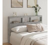 vidaXL Headboard Cabinet with LED Bed Headboard Concrete Grey 160x17x102 cm