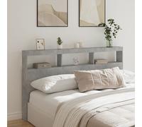 vidaXL Headboard Cabinet with LED Bed Headboard Concrete Grey 180x17x102 cm