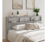vidaXL Headboard Cabinet with LED Concrete Grey 200x17x102 cm (839220), Grey