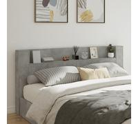 Headboard Cabinet with LED Concrete Grey 220x16.5x103.5 cm