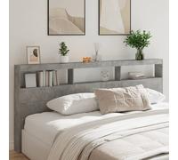 vidaXL Headboard Cabinet with LED Bed Headboard Concrete Grey 220x17x102 cm