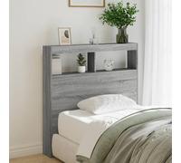 vidaXL Headboard Cabinet with LED Grey Sonoma 100x17x102 cm (839187), Grey