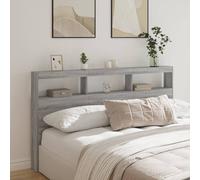 vidaXL Headboard Cabinet with LED Grey Sonoma 180x17x102 cm (839215), Grey