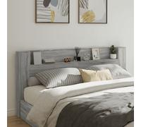 vidaXL Headboard Cabinet with LED Grey Sonoma 220x16.5x103.5 cm