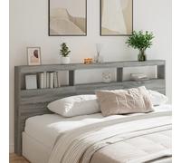 vidaXL Headboard Cabinet with LED Grey Sonoma 220x17x102 cm (839229), Grey
