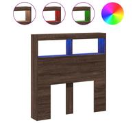 vidaXL Headboard Cabinet with LED Home Bed Headboard Brown Oak 100x17x102 cm