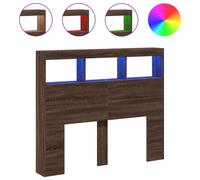 vidaXL Headboard Cabinet with LED Home Bed Headboard Brown Oak 120x17x102 cm
