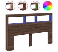 vidaXL Headboard Cabinet with LED Brown Oak 160x17x102 cm