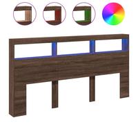 vidaXL Headboard Cabinet with LED Home Bed Headboard Brown Oak 200x17x102 cm