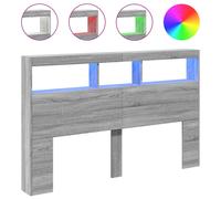 vidaXL Headboard Cabinet with LED Home Bed Headboard Grey Sonoma 160x17x102 cm