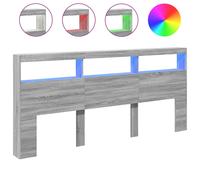 vidaXL Headboard Cabinet with LED Home Bed Headboard Grey Sonoma 220x17x102 cm