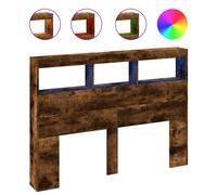 vidaXL Headboard Cabinet with LED Home Bed Headboard Smoked Oak 140x17x102 cm