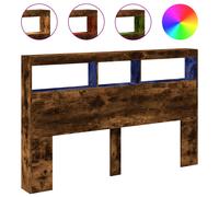 vidaXL Headboard Cabinet with LED Home Bed Headboard Smoked Oak 160x17x102 cm