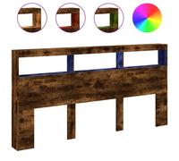 vidaXL Headboard Cabinet with LED Smoked Oak 200x17x102 cm