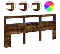 vidaXL Headboard Cabinet with LED Home Bed Headboard Smoked Oak 220x17x102 cm