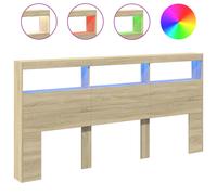 vidaXL Headboard Cabinet with LED Home Bed Headboard Sonoma Oak 200x17x102 cm