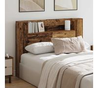 vidaXL Headboard Cabinet with LED Old Wood 140 x 16.5 x 103.5 cm