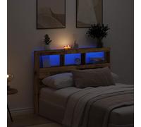 vidaXL Headboard Cabinet with LED Old Wood 140x17x102 cm