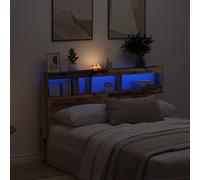 vidaXL Headboard Cabinet with LED Old Wood 160x17x102 cm