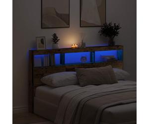 vidaXL Headboard Cabinet with LED Old Wood 180x17x102 cm