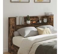 vidaXL Headboard Cabinet with LED Smoked Oak 160 x 16.5 x 103.5 cm