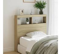 vidaXL Headboard Cabinet with LED Bedroom Bed Header Sonoma Oak 100x17x102 cm