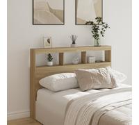 vidaXL Headboard Cabinet with LED Sonoma Oak 140x17x102 cm