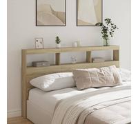 Headboard Cabinet with LED Sonoma Oak 180x17x102 cm