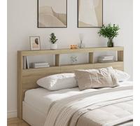 vidaXL Headboard Cabinet with LED Sonoma Oak 200x17x102 cm