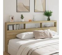 vidaXL Headboard Cabinet with LED Bedroom Bed Header Sonoma Oak 220x17x102 cm