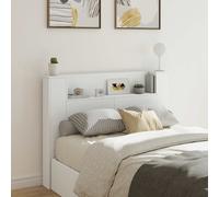 vidaXL Headboard Cabinet with LED White 140 x 16.5 x 103.5 cm