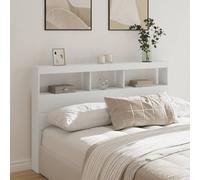 vidaXL Headboard Cabinet with LED White 160x17x102 cm