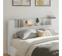 vidaXL Single Shelf White Headboard Cabinet with LED Light - Size: 103.5 x 180 x 16.5cm - Wilko
