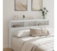 vidaXL Headboard Cabinet with LED White 180x17x102 cm