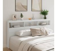vidaXL Headboard Cabinet with LED Bedroom Bed Headboard White 200x17x102 cm