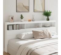 vidaXL Headboard Cabinet with LED Bedroom Bed Headboard White 220x17x102 cm
