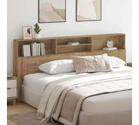 vidaXL Handcrafted Oak Engineered Wood Bookcase Headboard 220 x 19 x 101.6 cm - Optimizes Storage Space with Shelves for Bedroom - Smooth Finish - Minimalist Style - Requires