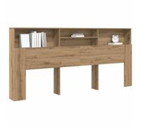 vidaXL Handcrafted Oak Engineered Wood Bookcase Headboard 220 x 19 x 101.6 cm - Optimizes Storage Space with Shelves for Bedroom - Smooth Finish - Minimalist Style - Requires